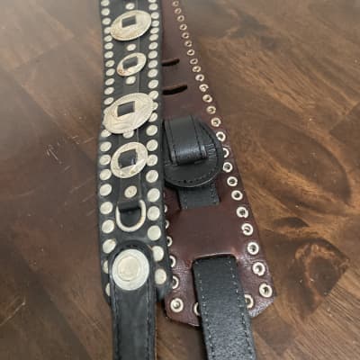 Csernl Straps Concho leather guitar strap  Black image 5