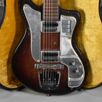 1960s Teisco Del Rey MIJ Two Pickup Solidbody Sunburst Electric Guitar w/HSC image 2