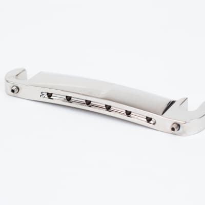 Wrap-Around Compensated Tailpiece 1953-'60 Gibson Replacement Bridge “Stud Finder” (Polished Nickel) image 2