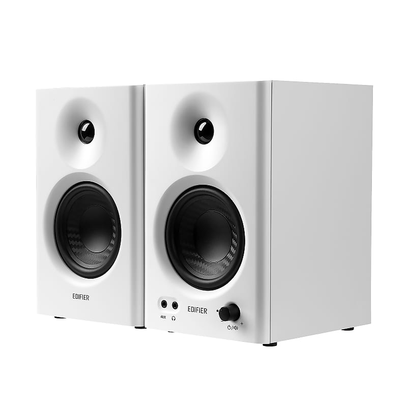 Edifier MR4 Powered Studio Monitor Speakers, 4&quot; Active Near-field Monitor Speaker - White (Pair)  			