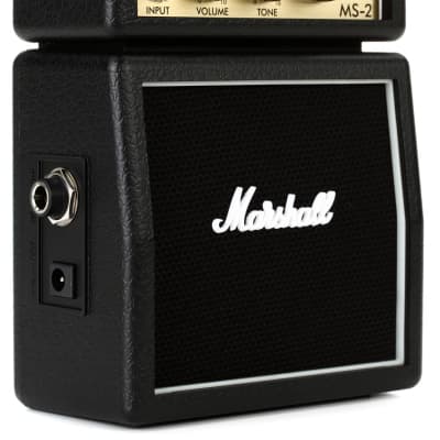 Marshall MS-2 1-watt Battery-powered Micro Amp - Black  Bundle with D'Addario PW-P047E 1/4" Male Stereo to 1/8" Female Stereo Adapter image 2