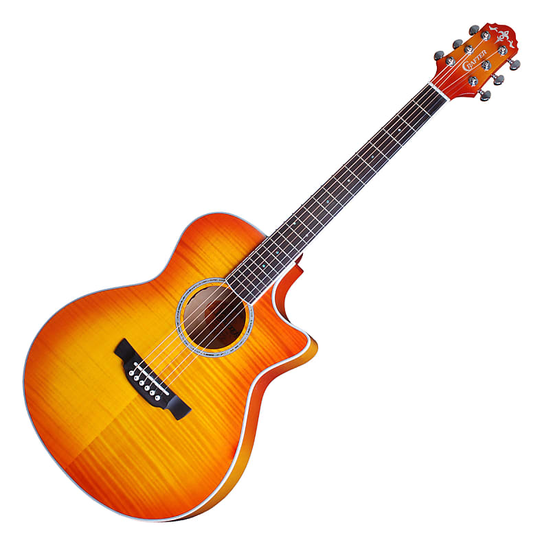 Crafter Spark Ace Castaway Flame Maple Preamp Orange Sunburst Acoustic Guitar image 1