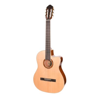 Timberidge '1 Series' Spruce Solid Top Acoustic-Electric Classical Cutaway Guitar (Natural Gloss) for sale