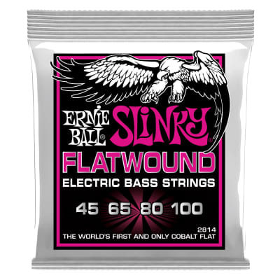 Ernie Ball Super Slinky Flatwound Electric Bass Strings - 45-100 Gauge image 1