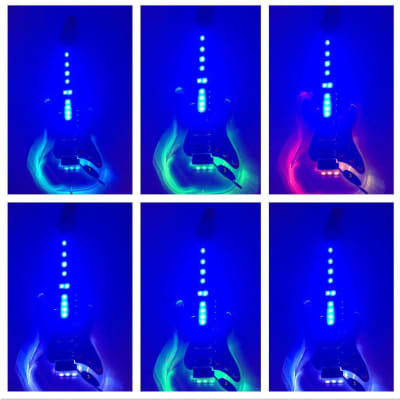 Haze HD200P Clear Acrylic See-Thru Electric Guitar, LED Lights + Free Bag image 3