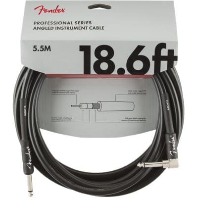 Fender Professional Instrument Cable, Angled/Straight, 5.7m/18.6ft, Black for sale