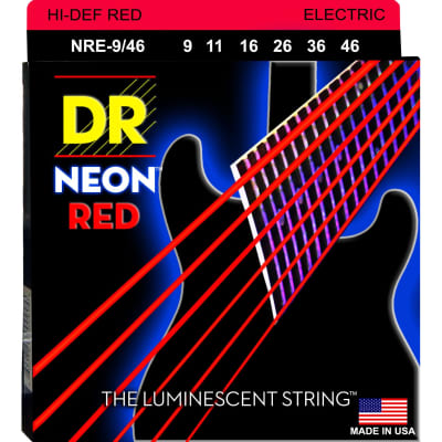 3 Sets DR NRE-9/46 Neon Red Light 9-46 Electric Guitar Strings image 2