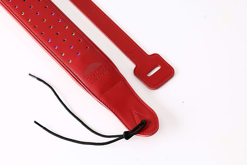 Red Leather Guitar Strap White Leds Reverb