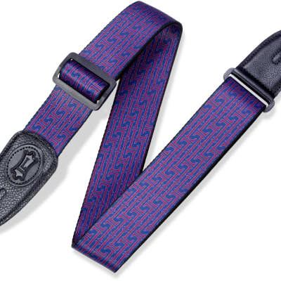 Levy's MPLL-005 2in Levy's Signature Logo Print Guitar Strap - Navy/Maroon for sale