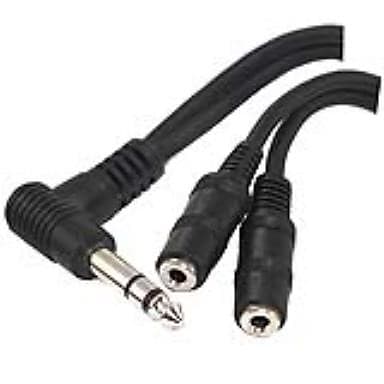0.2m Adapter-Cable, 3 pin stereo plug 3.5mm - 3 pin stereo jack 6.3mm