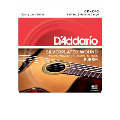 D'Addario Gypsy Jazz Acoustic Guitar Strings Set Ball End, Silver Wound Medium Gauge 11-45 image 4