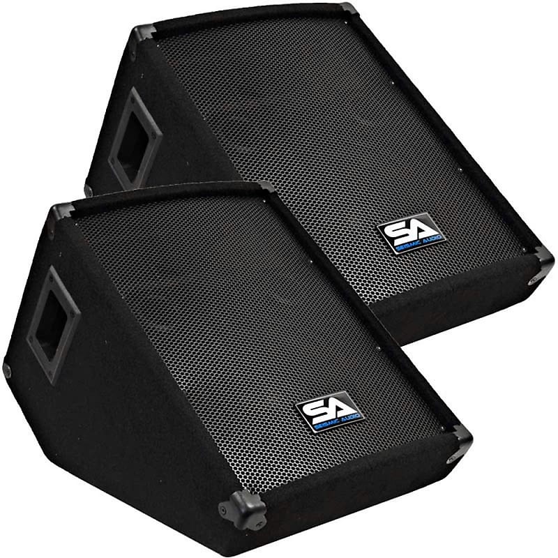 SEISMIC AUDIO Pair of 10" Floor / Stage Monitors Wedge Style with Titanium Horns image 1