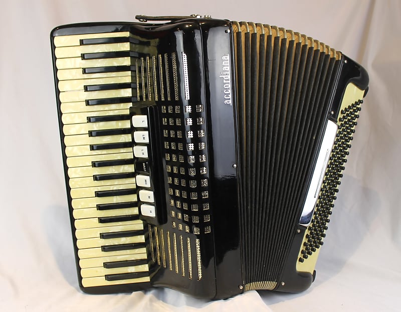 5891 - Black Gold Excelsior Accordiana 608 Piano Accordion LMH 41 120 image 1