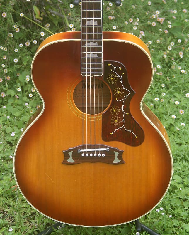 Morris MJ-200 J200 Style Guitar signed by T. Moridaira (The founder) 1973  Brown Sunburst+ Hard Case