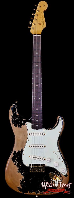 Fender Custom Shop Wild West Guitars 25th Anniversary 1960 Stratocaster Hardtail Madagascar Rosewood Fretboard Heavy Relic Black 7.20 LBS image 1