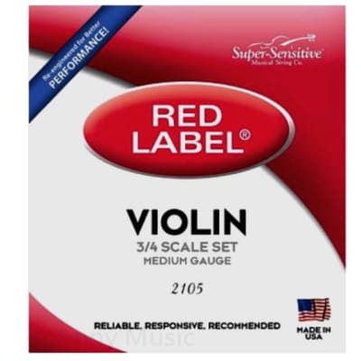 Red Label Super-Sensitive Violin String SET 3/4 Medium Gauge Tension image 1