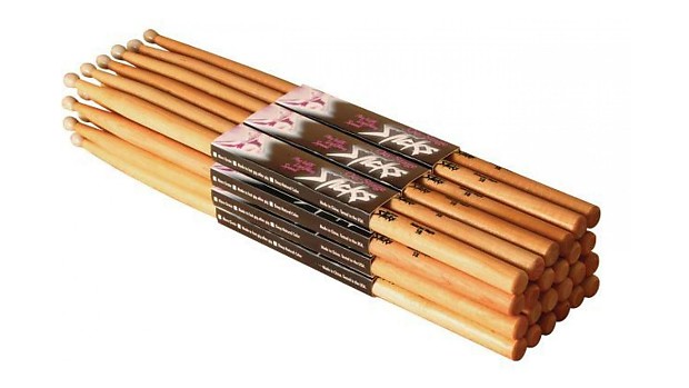 On-Stage HN5A 5A Nylon Tip Hickory Drumsticks (12 Pair) image 1