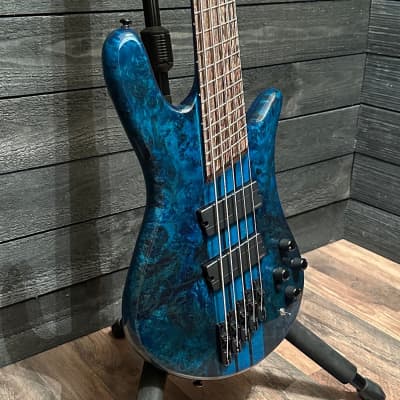 Spector NS Dimension 4 String Multi Scale Electric Bass Guitar Black & Blue Gloss B Stock image 2