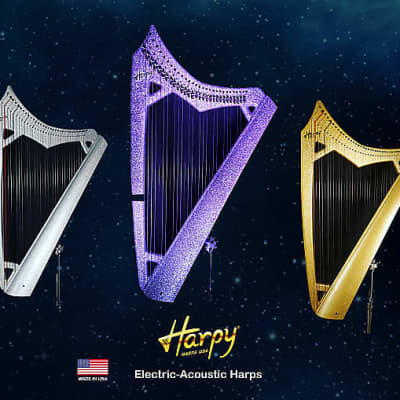 22 String Iris Harpy - Electric-Acoustic Harp - Blue image 19
