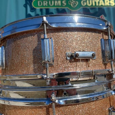 1960s Rogers Holiday Drum Set w/ Snare Pink Champagne Pearl Sparkle 20/12/14/5x14 image 11