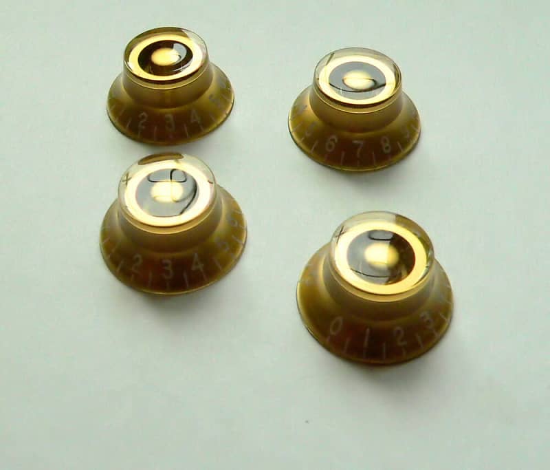 Gold Skirted/Top Hat Speed Knob for Les Paul guitar set of 4 Reverb