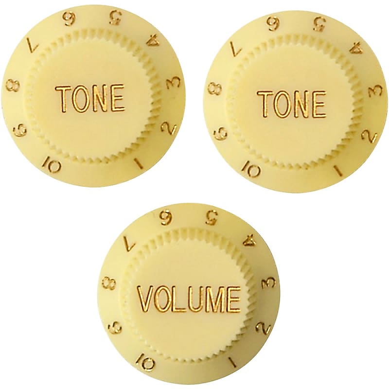 Mojotone Strat Guitar Knobs Aged White Reverb
