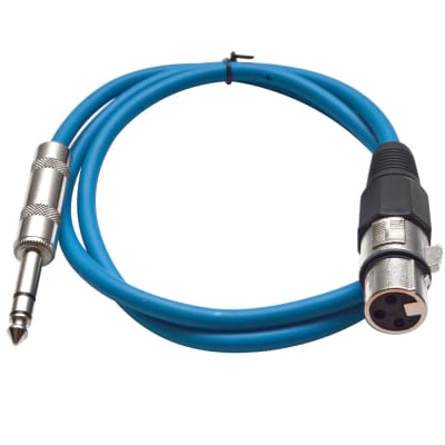 SEISMIC 6 PACK Blue 1/4" TRS XLR Female 3' Patch Cables image 2