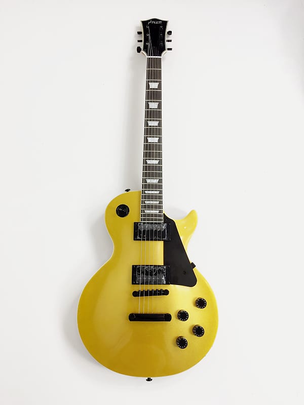 Haze HSGS91988GD Solid Mahogany Body Gold Top Electric Guitar, Gold - With black case image 1