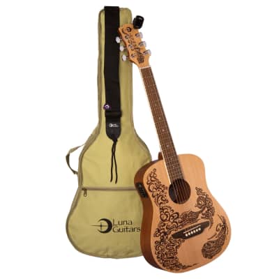 Luna Safari Henna Paradise Travel Guitar Pack w/ Strap, Tuner & Gig Bag for sale