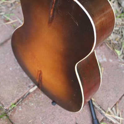Vintage 1930s Victoria Roundhole Archtop by Harmony USA Project w/ Case image 21