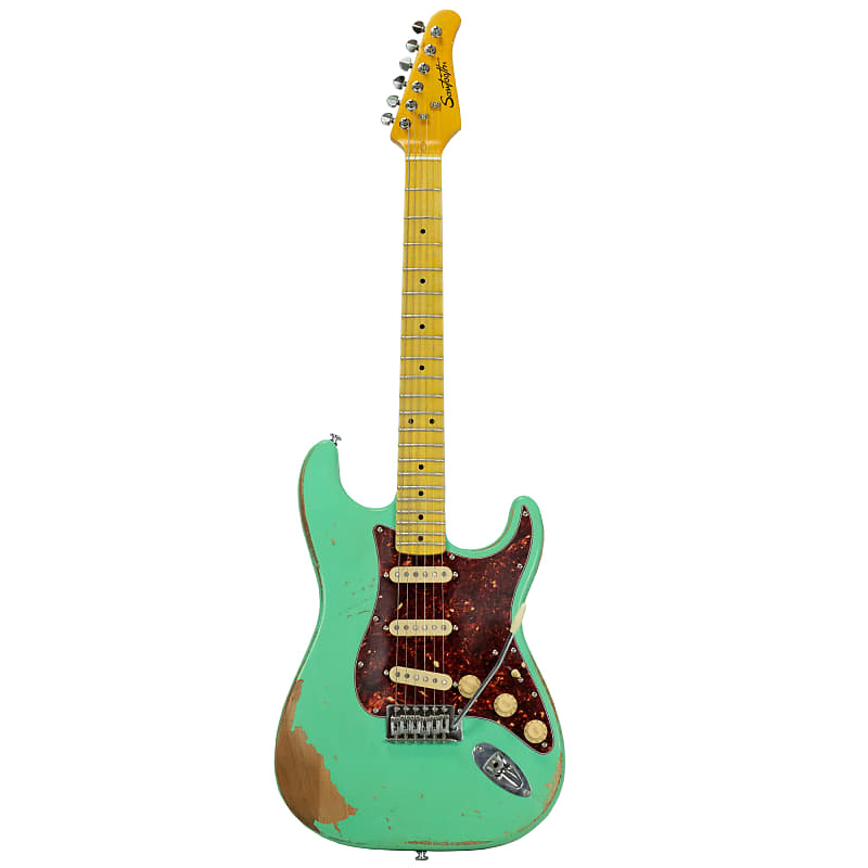 Sawtooth ES Relic Electric Guitar, Surf Green with Tortoise Pickguard, with  Gig Bag Reverb