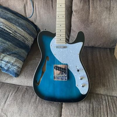 Glarry GTL Semi-Hollow Electric Guitar SS Pickups F Hole Blue image 1