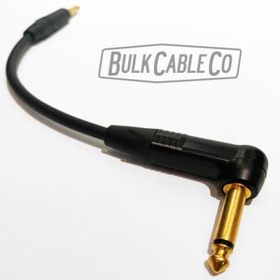Mogami 2524 - 1 FT Guitar Cable - Neutrik Gold Connectors -  Right Angle RA Plug To Straight ST End image 2