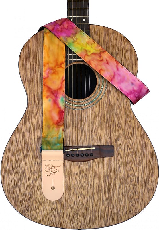 Sherrin's Threads 2" Guitar Strap Premium Print - Orange Tie-Dye image 1