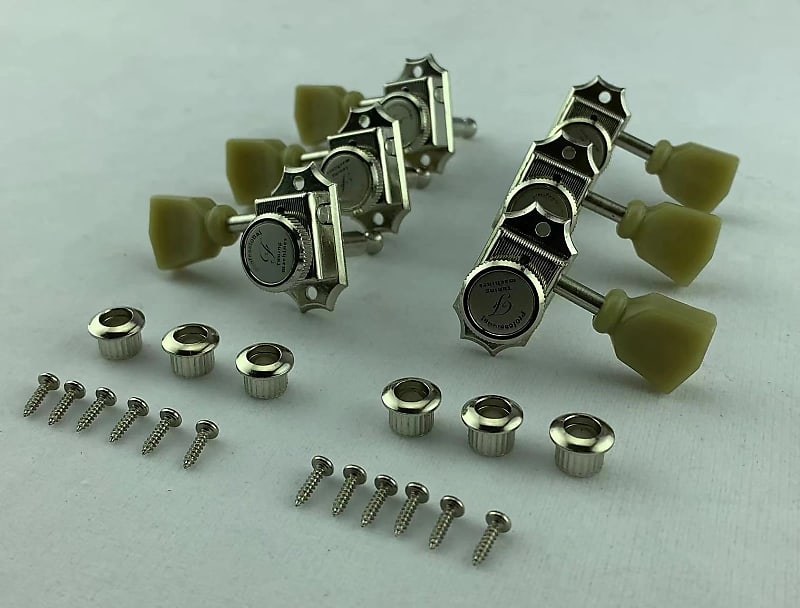 Unxuey Acoustic Guitar Tuning Pegs 3R 3L String Kegs Locking Tuners Knobs Set Machine Heads Buttons Bronze For Electric Guitar