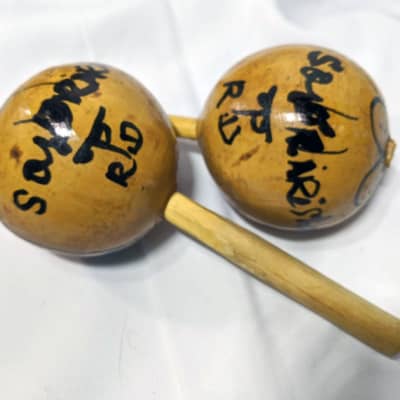 Handmade Traditional Wooden Maracas - Blue & Red image 2