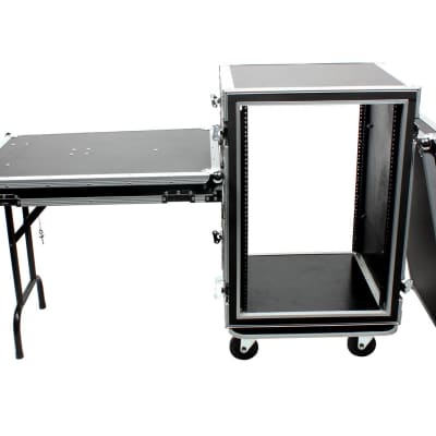 OSP SC16U-20SL 16 Space ATA Amp Rack w/Casters and Attached Utility Table image 5