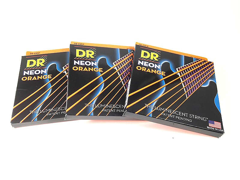 DR Strings Guitar Strings 3 Pack Electric Neon Orange 10 46 Medium