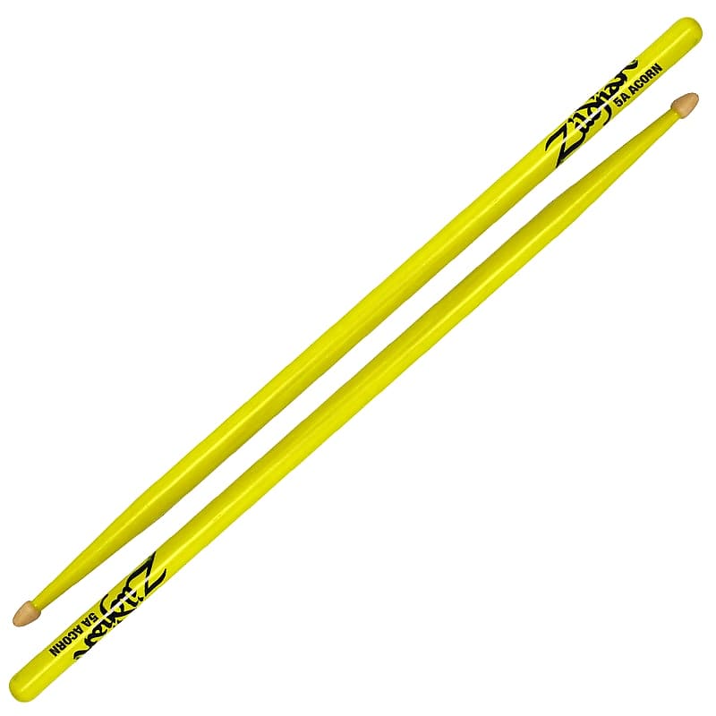 Zildjian 5A Acorn Wood Tip, Neon Yellow image 1