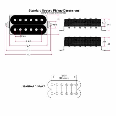 NEW DiMarzio DP212 EJ Custom Bridge Guitar Humbucker Standard Spaced - BLACK image 3