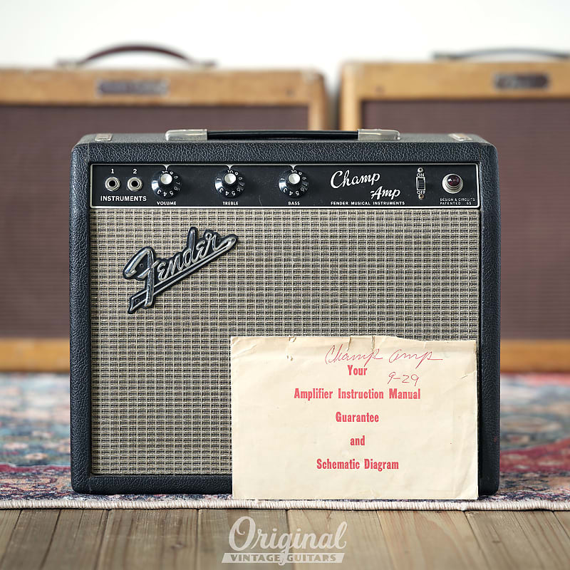 Serviced 1966 Fender Champ Amplifier with circuit diagram image 1