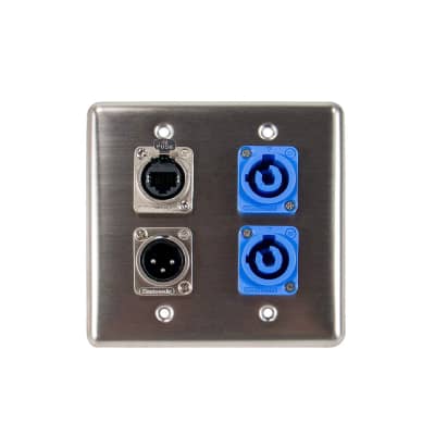 Elite Core Quad Wall Plate w/2 Power on A, 1 Tactical Ethernet, and 1 XLR Male Connections Q-4-2PCB1E1XM image 1