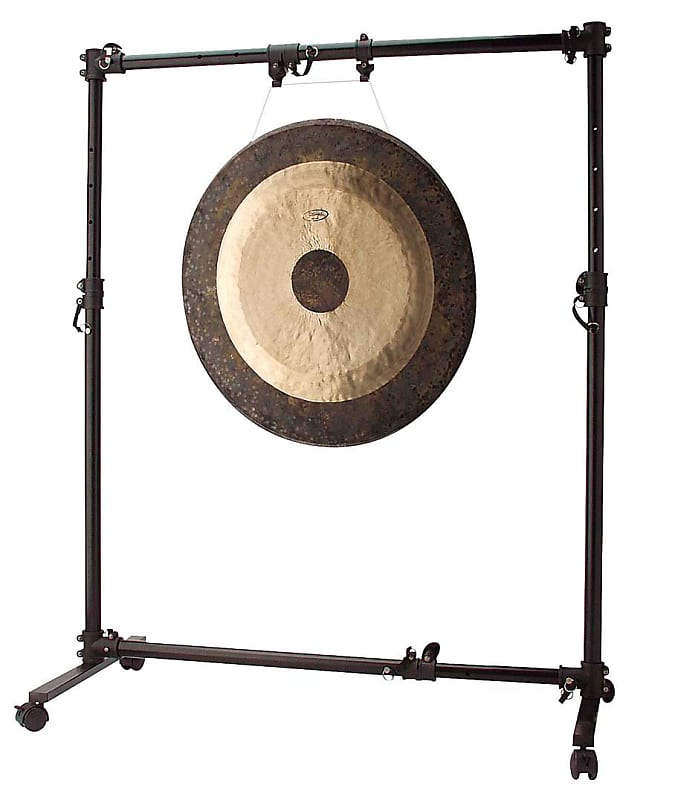 STAGG Black Adjustable Stand For Gong From 15" Up To 38" On Wheels image 1