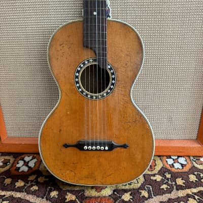Vintage Antique 20th Century Small Bodied Diaz Panormo Moustache Nylon Guitar for sale