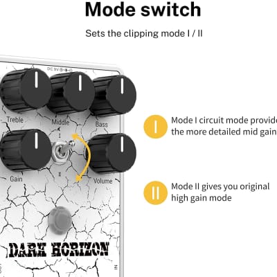Guitar Distortion Pedal, Dark Horizon High Gain Distortion with 3-Band EQ True Bypass image 2