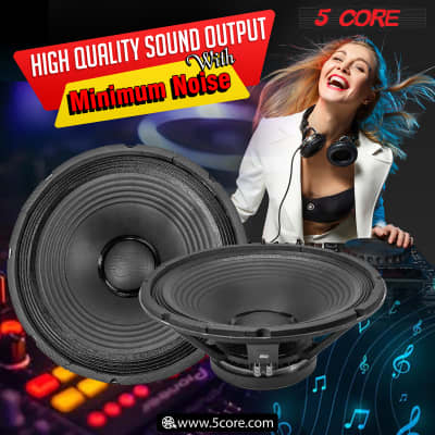 5 Core 15" Inch PA DJ Audio Subwoofer Replacement Speaker Sub Bocina Orador Black PP CONE with rubber edge 8 Ohm , 350 W , Loudspeaker  15 185 AL 350W image 11