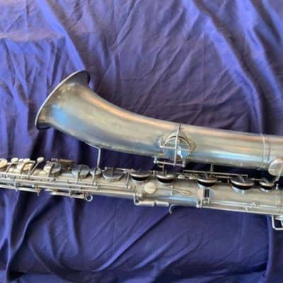 Buescher True Tone Baritone Saxophone, Silver 1920 Reverb