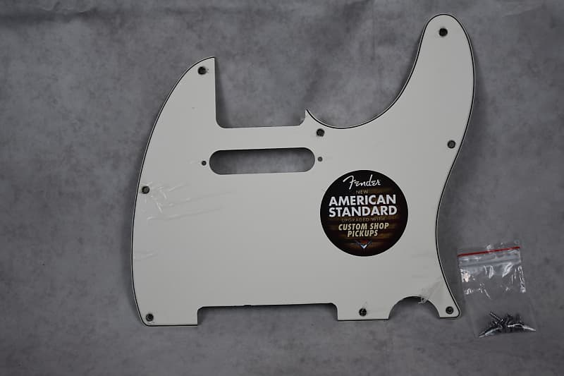 Genuine Fender American Standard Telecaster Pickguard - White 3-ply 8-hole With Screws image 1