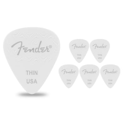 Fender 351 Shape Wavelength Celluloid Guitar Picks (6-Pack), White Thin image 1