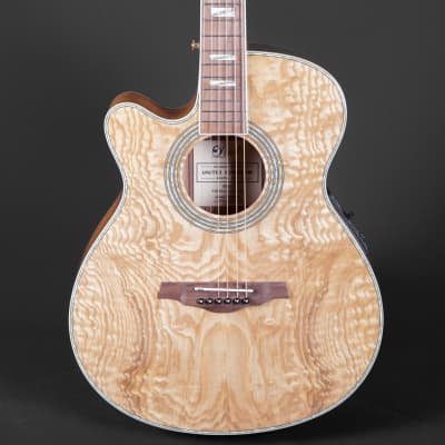 Lindo Left Handed PBEQ Piebald Burl Ash Electro-Acoustic Guitar with F-4T Preamp and Padded Gigbag for sale